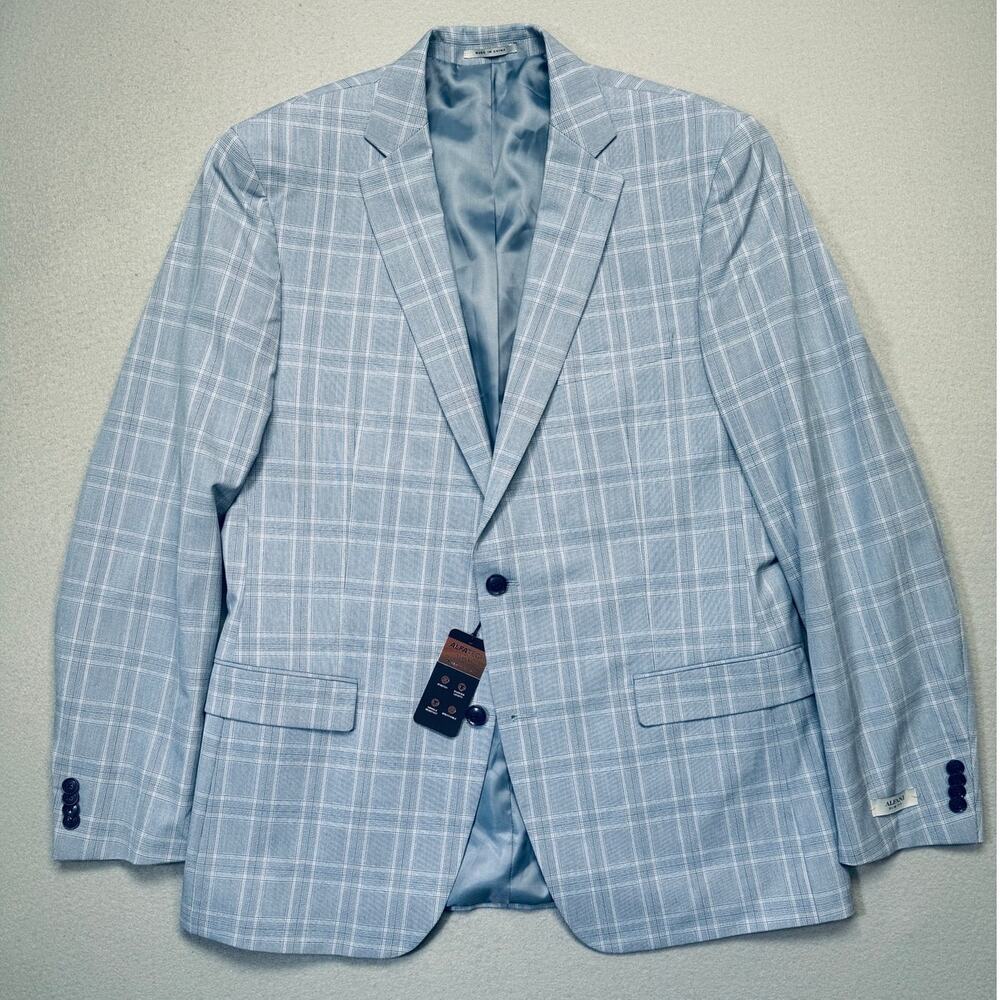 Alfani Men's Slim-Fit Plaid Suit Jacket Blue 44L $360